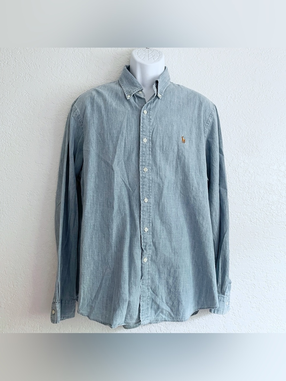 Ralph Lauren Light Blue Chambray Button-Down Shirt XL Classic Coastal Preppy